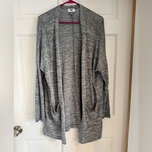 Heathered gray open front sweater